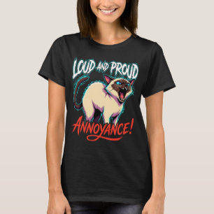 Camiseta Gato Siameses Barulhento Sarcasmo Irritante Engraç