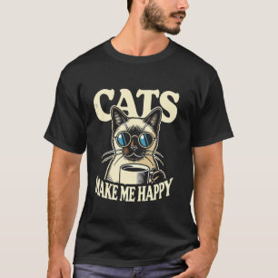 Camiseta Gato Siameses Me Fazem Feliz