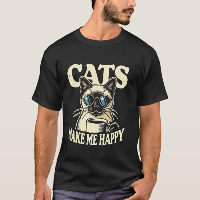 Camiseta Gato Siameses Me Fazem Feliz (Frente)