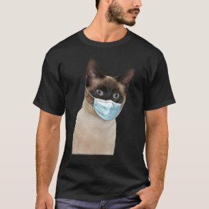 Camiseta Gato Siameses Usando Máscara Facial de Gato Ama Si