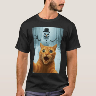 Camiseta Gato Sie Boneco de Neve Assustador Natal Gatinho D