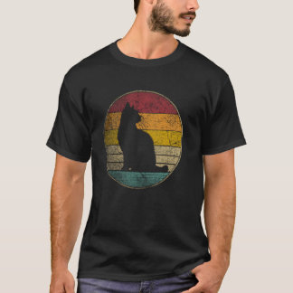 Camiseta Gato - Silhueta Retro Vintage Distressed 60s 70s