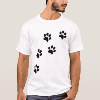 Camiseta Gato Simples Impressão de Pata de Gato Minimalista