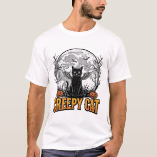 Camiseta Gato Sinistro Design de Gravura Vintage de Hallowe