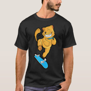 Camiseta Gato Skateboard Kickflip para Skateboarders e Gato
