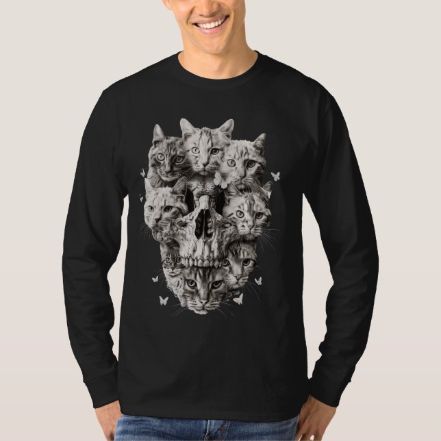 Camiseta Gato Skeleton Halloween Costume Gato Sobremesa Mãe (Frente)