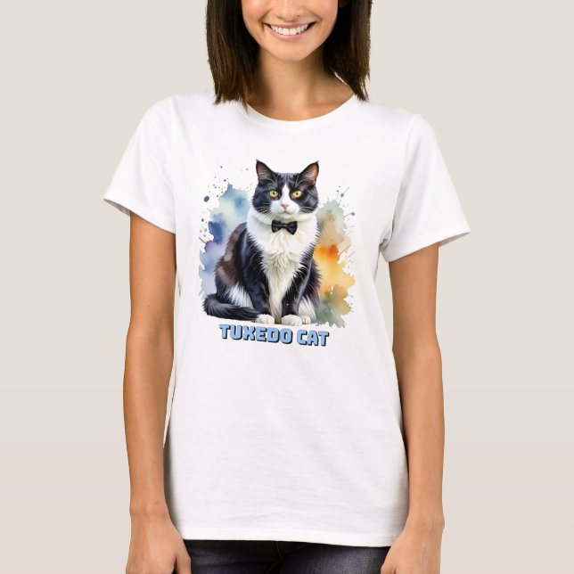 Camiseta Gato Smoking Elegante (Frente)
