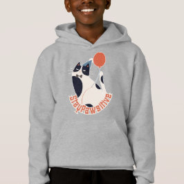 Camiseta Gato Smoking Listrado com Balão Kids Hoodie