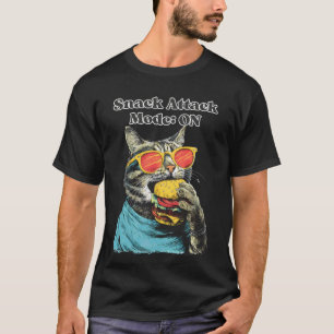 Camiseta Gato Snack Attack para Amantes de Comida e Gatos