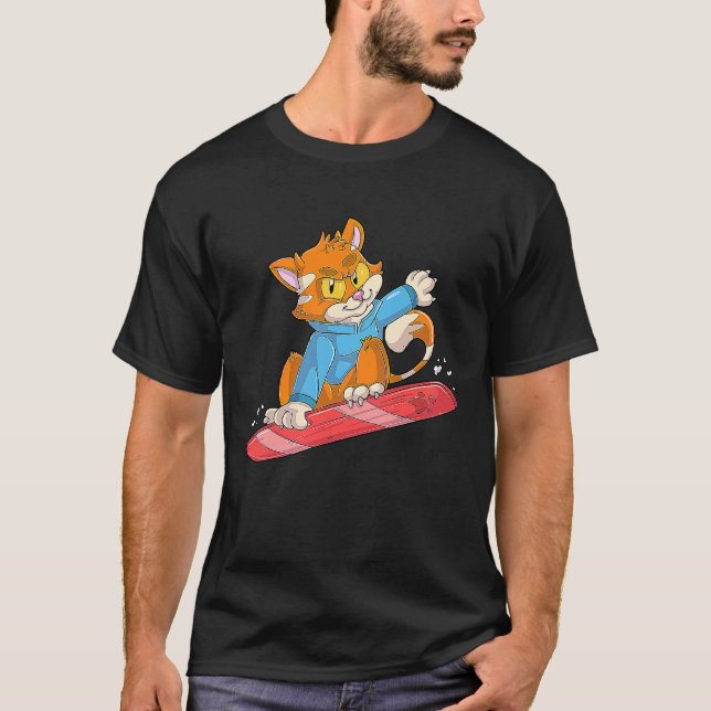 Camiseta Gato Snowboarder (Frente)