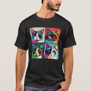 Camiseta Gato Snowshoe Ilustração Pop Animais Coloridos Hom