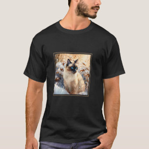 Camiseta Gato Snowshoe Jardim Flores Pintura Pet Mamãe Papa