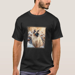 Camiseta Gato Snowshoe Jardim Flores Pintura Pet Mamãe Papa