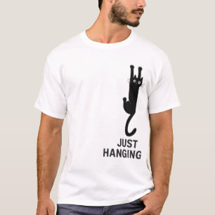 Camiseta Gato Só Pendurado – Gato Preto Engraçado Escalando