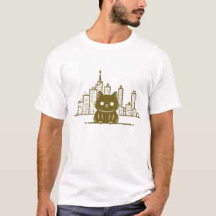 Camiseta Gato Sob O Vetor De Fúria Da Lua Céu Gráfico