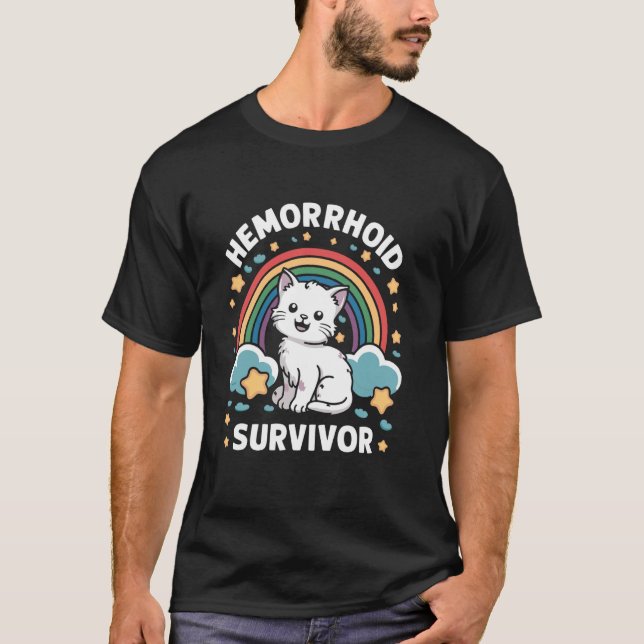 Camiseta Gato Sobrevivente de Hemorroida (Frente)