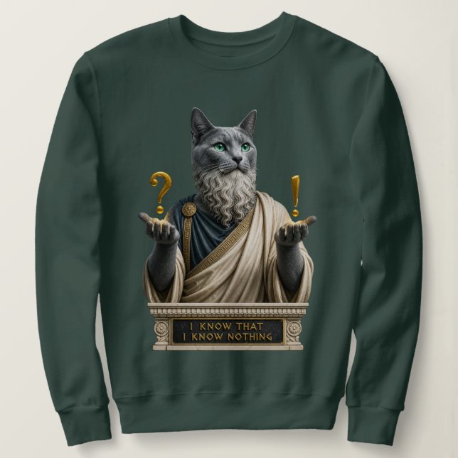 Camiseta Gato Socrates Azul Russo (Frente do Design)