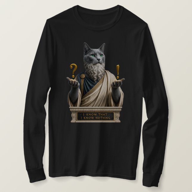 Camiseta Gato Socrates Azul Russo (Frente do Design)