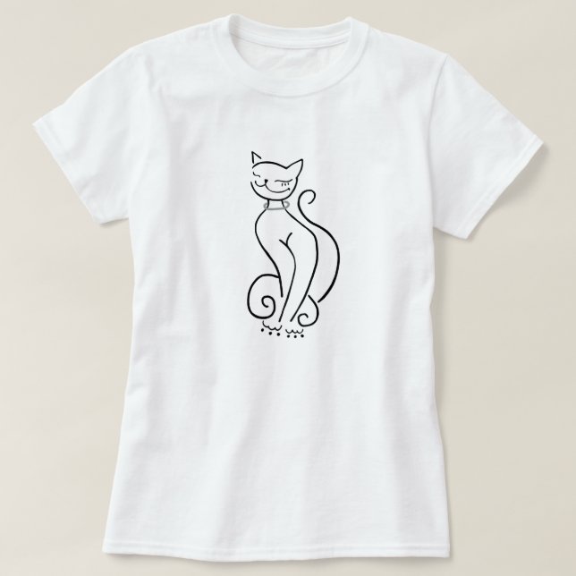 Camiseta Gato Sofisticado (Frente do Design)