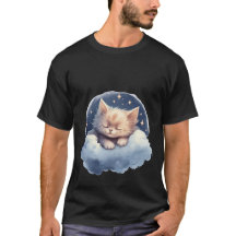 Gato Sonho Doce Dormindo na Arte do Céu Noturno da