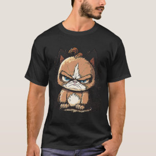 Camiseta Gato Sonolento, Cabelo Com Penteado Enrugado