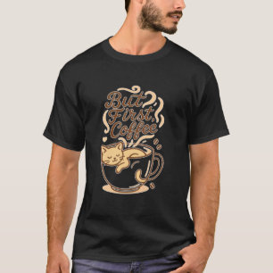 Camiseta Gato Sonolento Dentro da Caneca de Café