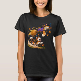 Camiseta Gato Sonolento Voa Vassoura Halloween Cachorro Div