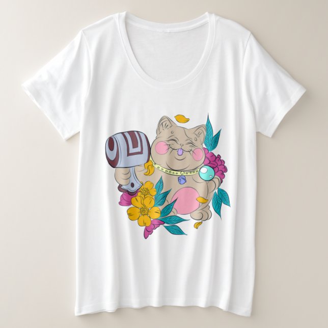 Camiseta gato sortudo (Frente do Design)