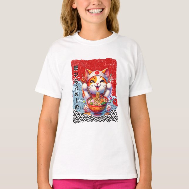 Camiseta Gato Sortudo Amor por Macarrão (Frente)