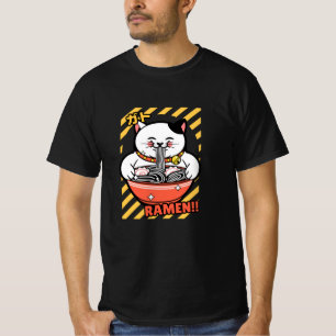 Camiseta Gato Sortudo e Gato Gelado do Japão Comendo Ramen