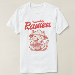 Camiseta Gato Sortudo Kawaii Comendo Macarrão Ramen Japonês