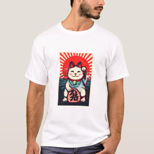 Camiseta gato sortudo maneki neko (Frente)