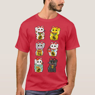 Camiseta Gato Sortudo Maneki Neko família retrô