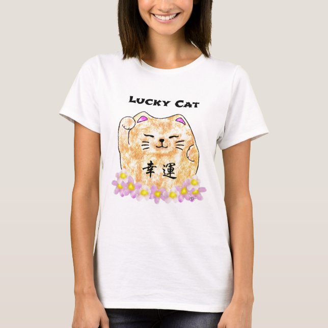 Camiseta Gato Sortudo (Maneki Neko) - "Gato da Sorte" (Frente)