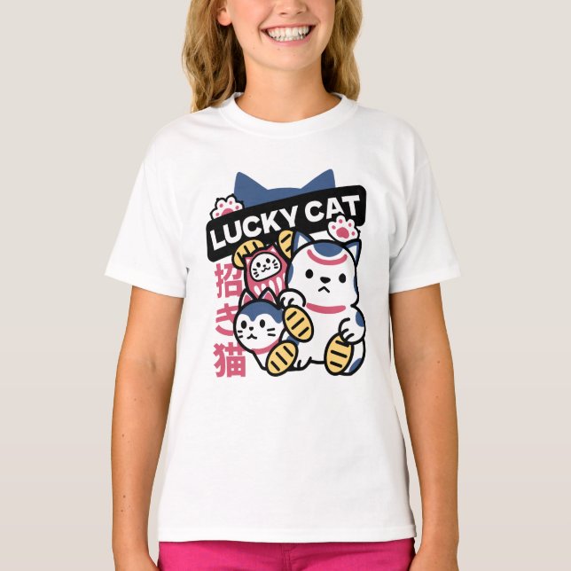 Camiseta Gato Sortudo Maneki Neko – Gato da Sorte Japonês (Frente)