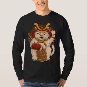 Camiseta Gato Sortudo Samurai Japão Maneki Neko Dinheiro So