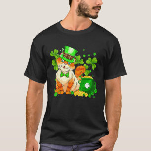 Camiseta Gato Sortudo Trevo de Quatro Folhas Irlandês Dia d