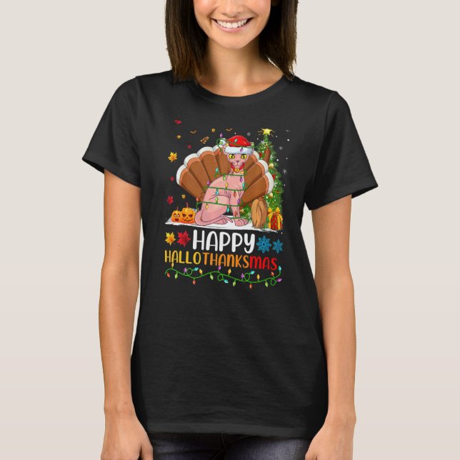 Camiseta Gato Sphynx Animal   Gato Sphynx Hellothanksmas (Frente)