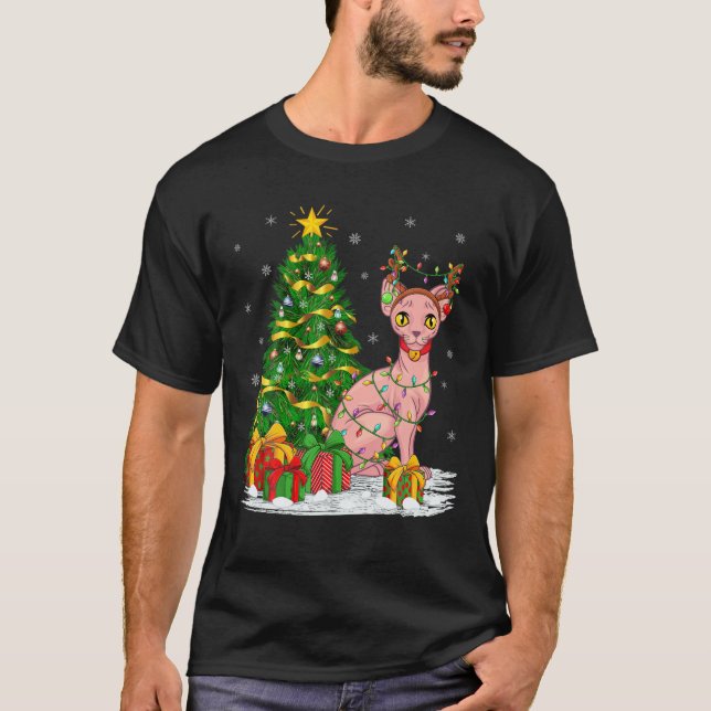 Camiseta Gato Sphynx Cat Lover Correspondente ao Xmas Ilumi (Frente)