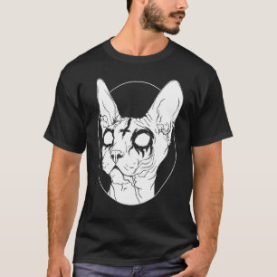 Camiseta Gato Sphynx de Metal Preto Presente Góthico e de M