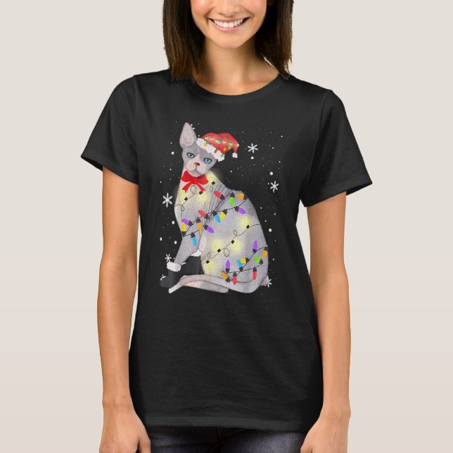 Camiseta Gato Sphynx de Natal (Frente)