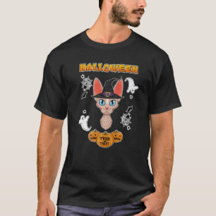 Camiseta Gato Sphynx Eu Feliz Dia das Bruxas