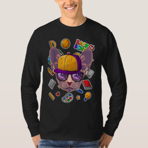 Camiseta Gato Sphynx Fofo De Volta à Escola Jardim de Infân