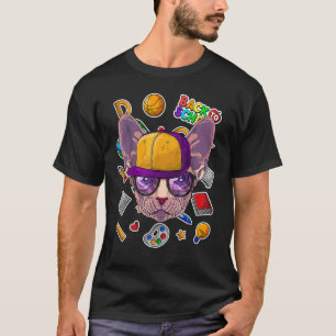 Camiseta Gato Sphynx Fofo Volta à Escola Jardim de Infância