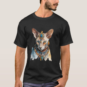 Camiseta Gato Sphynx Gato Gato Egípcio Gato Aquarela