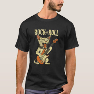 Camiseta Gato Sphynx Legal Tocando Violão Música Rock Diver