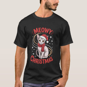 Camiseta Gato Sphynx Meowy Natal Roupas de Inverno Confortá