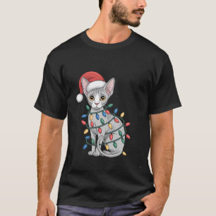 Camiseta Gato Sphynx Vestindo um Chapéu de Papai Noel e Env