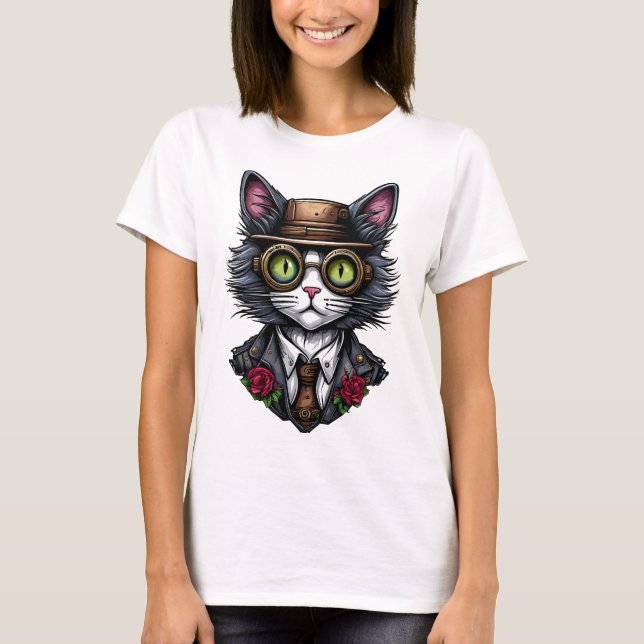 Camiseta Gato Steampunk (Frente)
