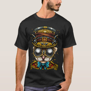 Camiseta Gato Steampunk Arte Retro Goth Gótico Punk Animal